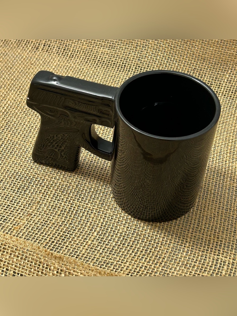 Black Ceramic Pistol Handle Novelty Coffee Mug Dad Big Mouth Toys Gift Glock Gun